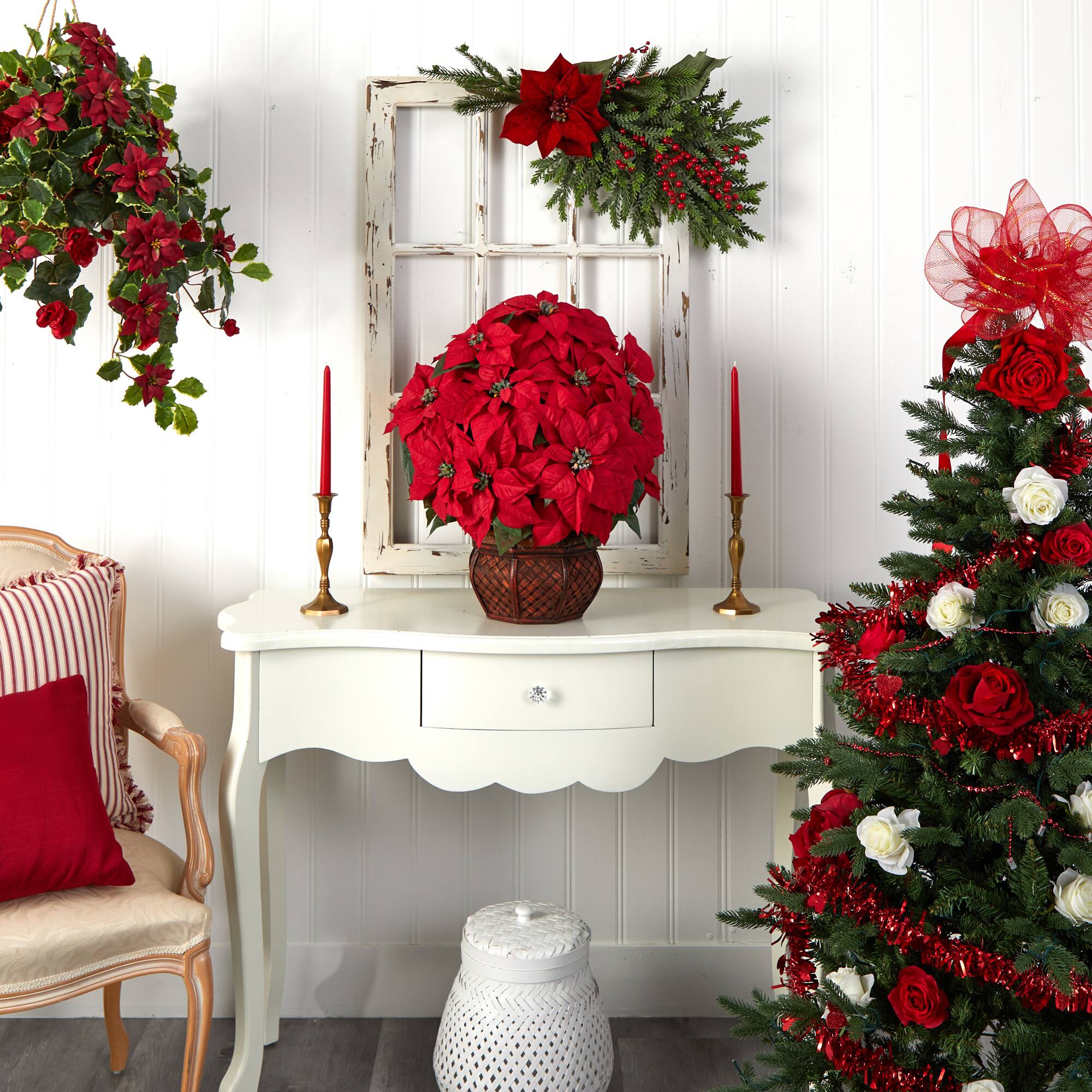 22" Potted Poinsettia with Decorative Planter